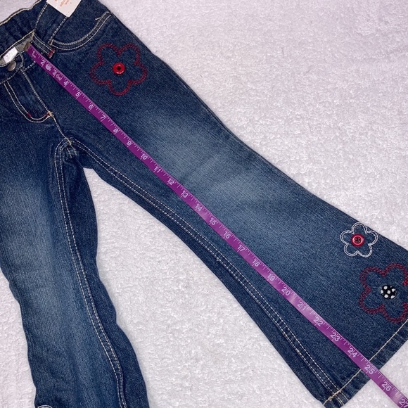 NWT vintage Gymboree adjustable waist embroidered flower flare jeans girls 5 - Picture 7 of 11